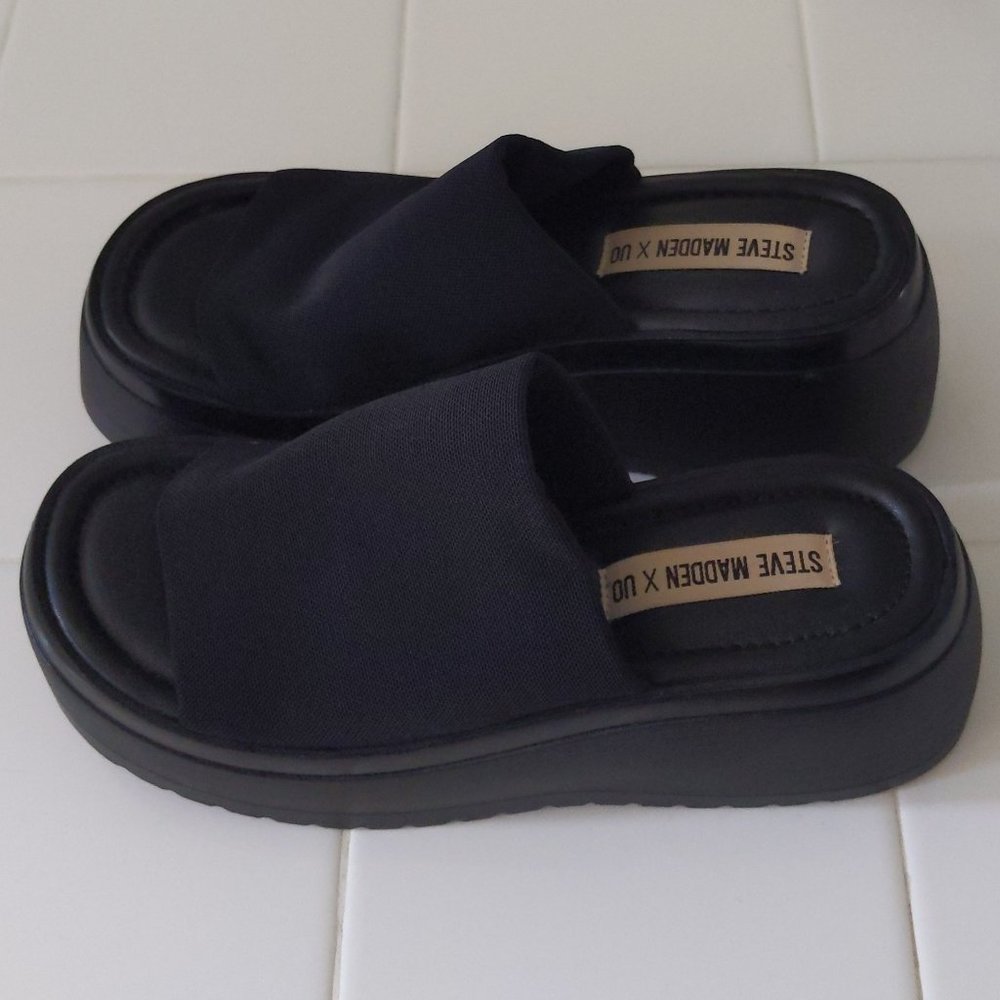 Steve Madden x UO black slides Y2K style